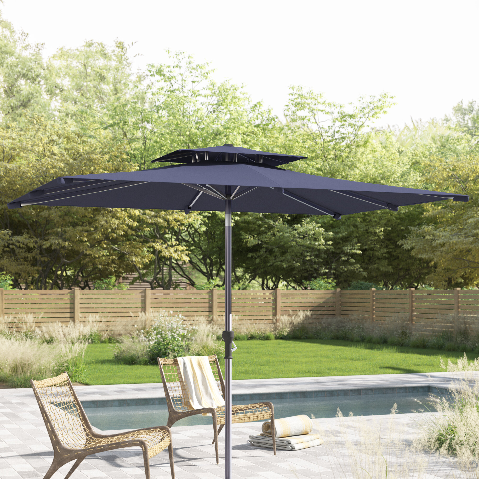 Sand Stable Delray Rectangular Market Umbrella Reviews Wayfair